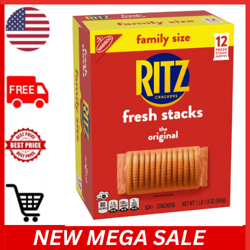 RITZ Fresh Stacks Original Crackers Travel Snacks Family Size 17.8 oz 12 Packs