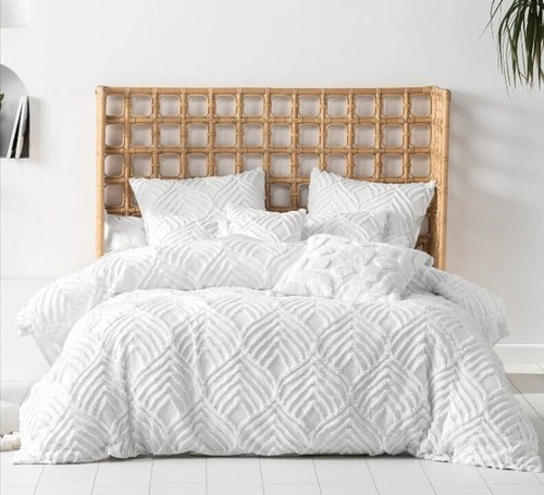 Supper White Cotton Bedding Set, King Queen Boho Duvet Set, Zipper Duvet Cover