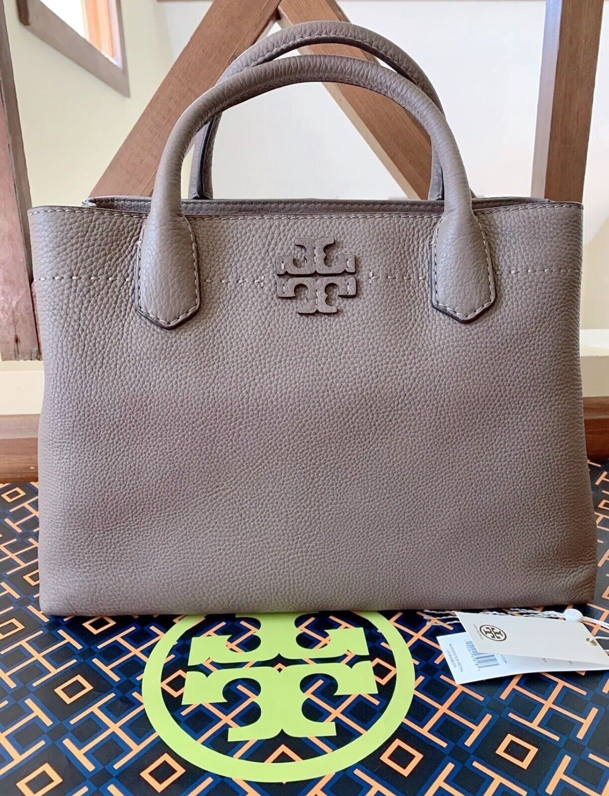 Tory Burch McGraw Multi-Compartment Handbag Silver Maple In Mint Condition  | eBay