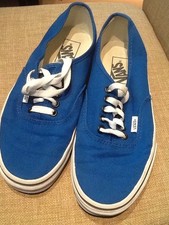 VANS Blue Canvas Lace Up Skateboard Unisex Shoes Men Sz 7 Women Sz 8.5 TB4R