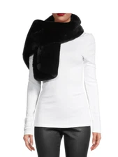 ADRIENNE VITTADINI FAUX FUR PULL THROUGH SCARF WRAP MIDNIGHT BLUE NWOT