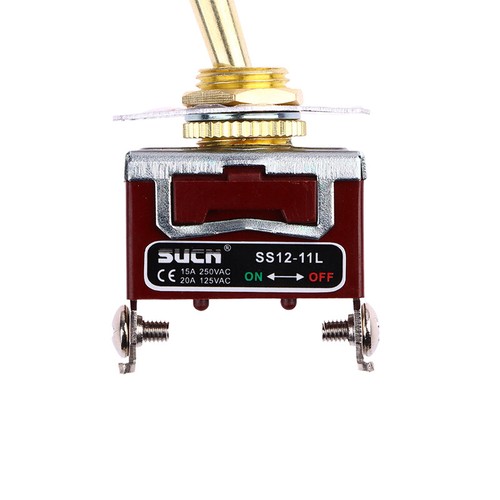 Golden Color Brass Knurl Toggle 12~ 250V 1GANG 2Way 2Pin DIY Light Button Switch - Picture 6 of 12