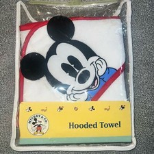 Mickey  Co 1998 vintage white Mickey Mouse Bath hooded baby/toddler towel NEW