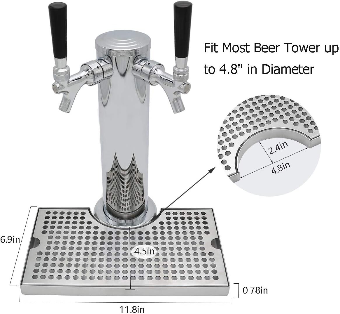 Stainless Steel Beer Drip Tray - Elegant Kegerator Accessory for Home