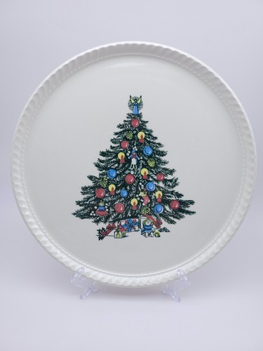 Vintage USA Royal China Co Sebring, Ohio Christmas Tree Cake Plate - Picture 1 of 7