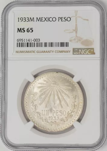 1933M Mexico Peso MS65 NGC 948837-3