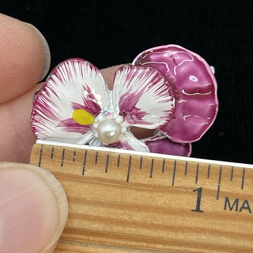 Broche Floral Vintage Pensamiento Rosa Blanco Floral Primavera Verano Joyería - Imagen 3 de 4