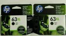 HP 63XL High Yield Original Ink, Black F6U64AN Lot of 2 Exp Date 12/2026 