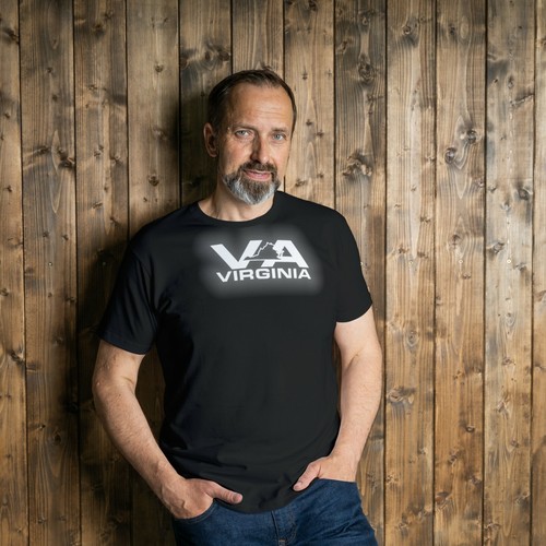 Virginia VA State Reflective Logo Black T-Shirt - Picture 3 of 3