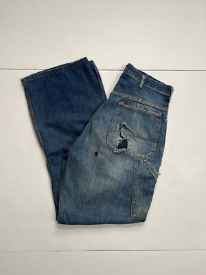 Vintage 1950s Big Mac Denim Blue Jeans Adult 30x30 Gripper Zipper Distressed