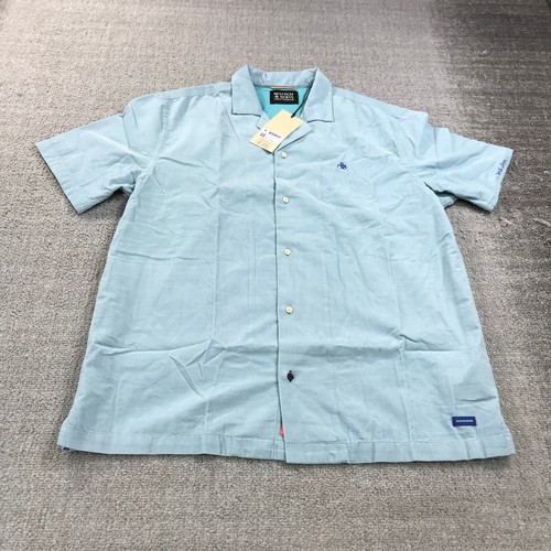 Scotch Soda Shirt Mens Large Button Up Corduroy Blue Short Sleeve Casual Adult - Picture 2 of 10