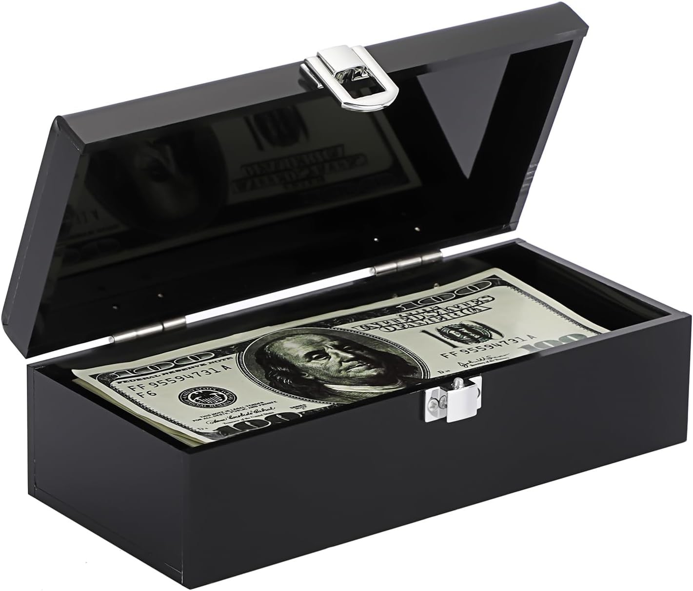 Hipiwe Cash Box Money Holder Black Organizer Storage Small,