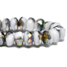 0854, White with Peacock AB Finish, 2x3mm Rondelle, 10 Beads, 2/3r10 