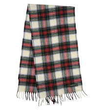 Vintage Lambswool Tartan Plaid Fringe Scarf Heritage Woven in Great Britain