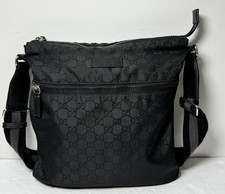 Gucci Unisex GG Guccissima Web Black Canvas Messenger Bag Crossbody