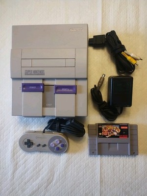 Super Nintendo SNES Console System ALL OEM Bundle Street Fighter II Turbo WORKS