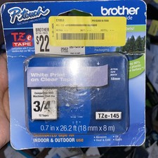 Brother Part TZe-145 Label Tape OEM 3/4" White Print on Clear Tape