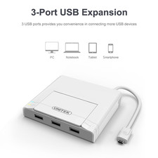 Unitek USB 2.0 3-Port  Fast Ethernet OTG Dock Y-2175 White