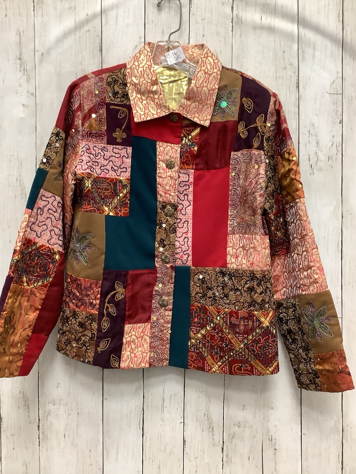 Vtg Draper's & Damon's Size Small Patchwork Boho Artsy Embroidered Lined Jacket