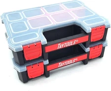 Taytools 10 Compartment Small Parts Organizer Box - Dual Pack of 2, black 