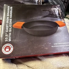 10.5" Cast Iron Braiser with Silicon Handles From Chef’s Counter “NEW”
