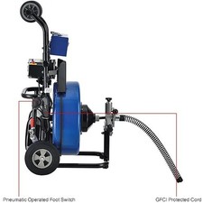 Global Industrial? Drain Cleaner For 4-9" Pipe, 200 RPM, 100' Cable