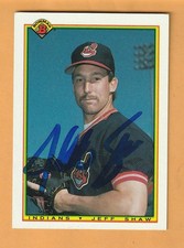 Jeff Shaw Cleveland Indians AUTO Signed 1990 Bowman Dinged Corners