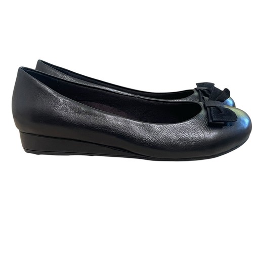 Vionic Orthaheel Bow Ballet Flats Women’s Size 11 Black Leather Comfort