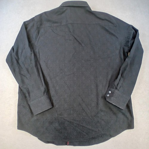 Robert Graham Shirt Men's Large Black Paisley Long Sleeve Flip Cuff Woven Sz 1XL - Picture 2 of 16