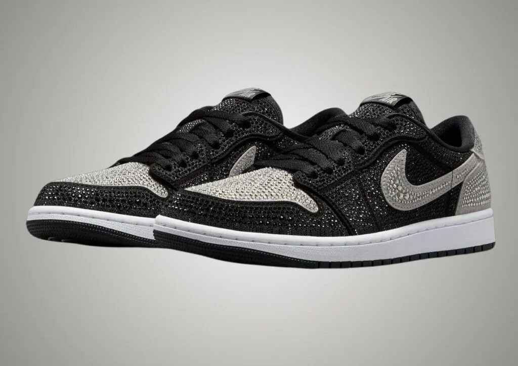 NIKE Swarovski Jordan 1 Low OG 'Shadow HM9208-001 Size 5/6