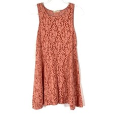 Free People Miles Of Lace Coral A-Line Mini Skater Dress OUTER ONLY Womens Small