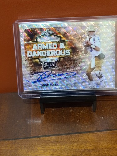 Josh Rosen 2018 Leaf Metal Draft Armed and Dangerous Autos Wave Silver #AD-JR1 - Picture 2 of 3