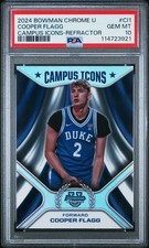 2024 Bowman Chrome University Campus Icons Cooper Flagg Refractor PSA 10 POP 4!!