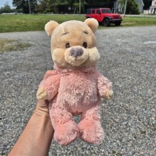 Disney Parks Baby Winnie the Pooh Rattle Plush Toy Stuffed Pink Yellow Rare