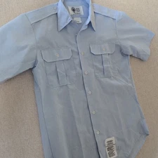 Defense Logistics Agency Wings Collection Button Up Blue Shirt Men's 15.5