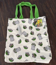 NWT Sesame Street Tote Oscar the Grouch Reusable Shopping Bag Canvas Trash Can