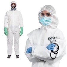 White Disposable Coveralls with Hood SMS 60 GSM Paint Suit 25 Count 2X-Large