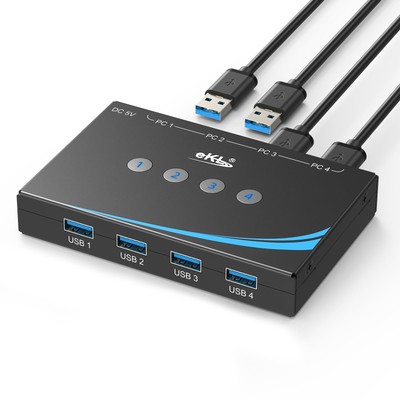 eKL USB 3.0 Switch 4 Computers 4-Port Keyboard Mouse Printer Scanner Hub