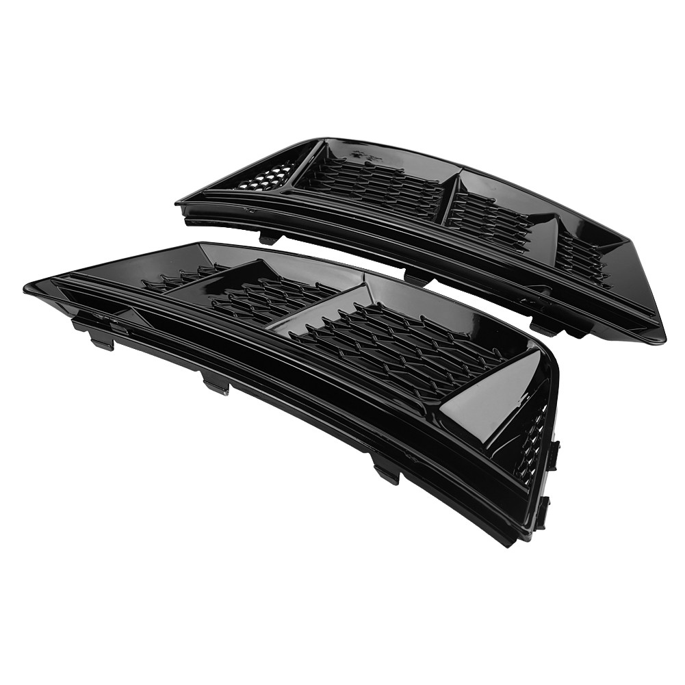 2pcs Glossy Black Front Bumper Fog Light Grilles For A4 B9 Easy To Use