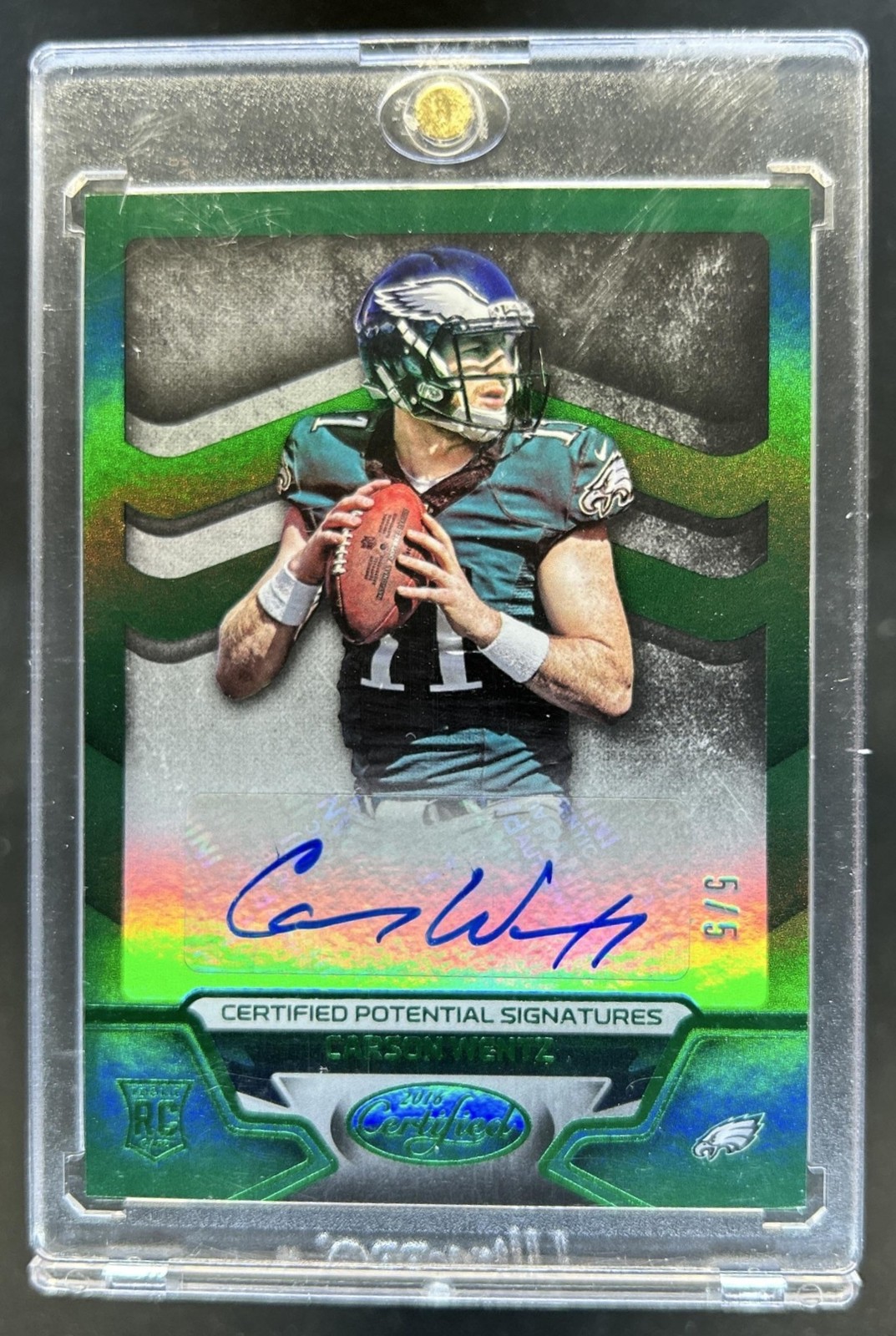 Carson Wentz Panini Certified Potential Mirror Signatures #CPSCW Green
