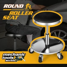 Rolling Upholstered Shop Seat Mechanic Automotive Repair Work Stool w/Tool Tray