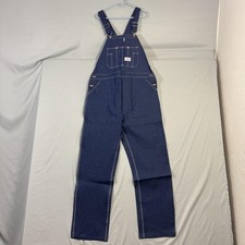 Round House Overalls Mens 42x34 Blue Denim Bib Button Fly Made in USA Workwear