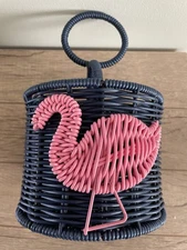 Ciroa Hello Summer Resin Wicker of all weather Flamingo Utensil Caddy Organizer 
