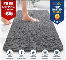 Bathroom Rugs 30x20, Extra Soft Absorbent Chenille Bath Mats Gray 