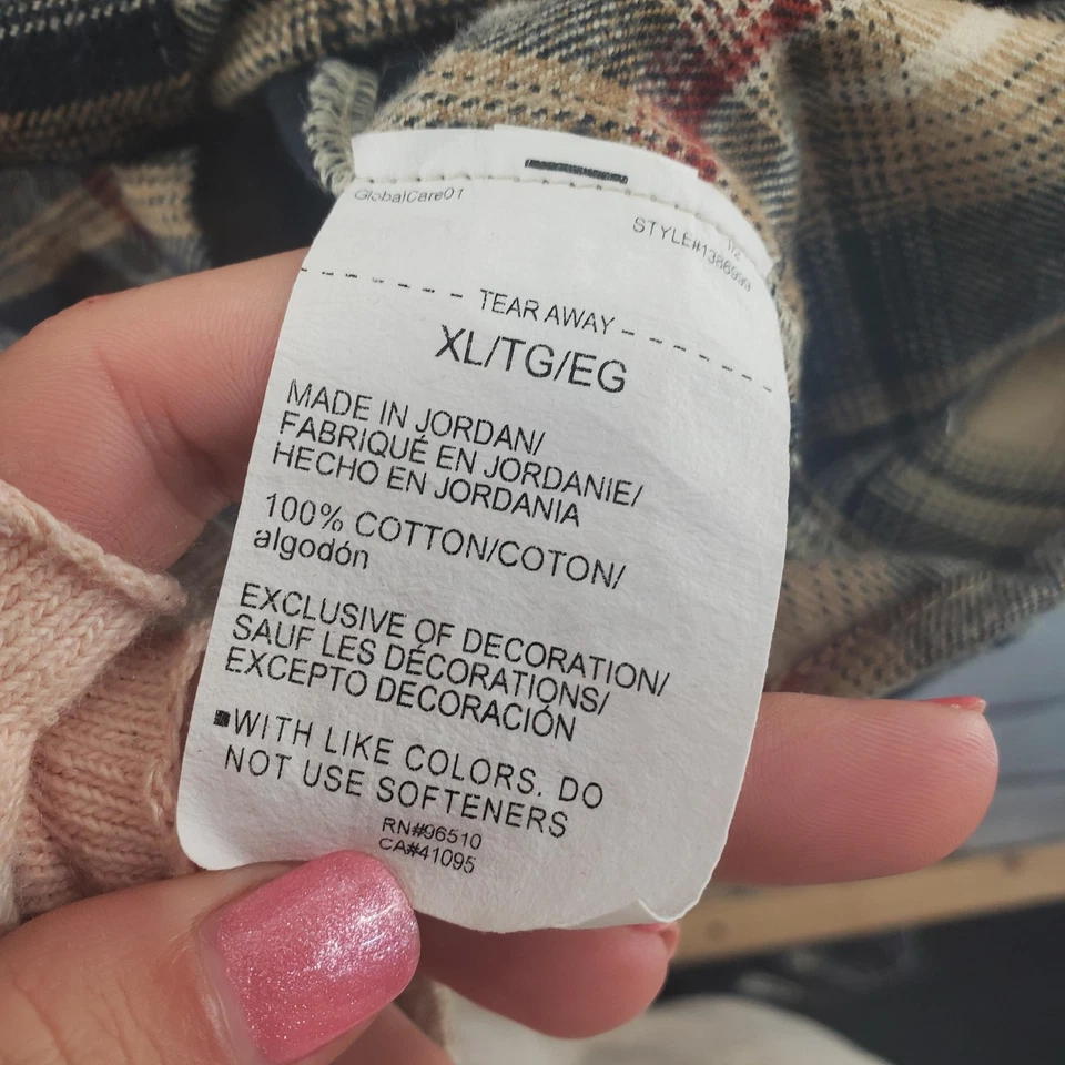 Under Armour Shirt Mens XL Tan Black Plaid Flannel Button Down Long Sleeve Loose - Image 3 of 4