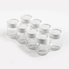 Euro Cuisine GY2640 Glass 6 Oz Yogurt Jars for Homemade Yogurt 8 Jars