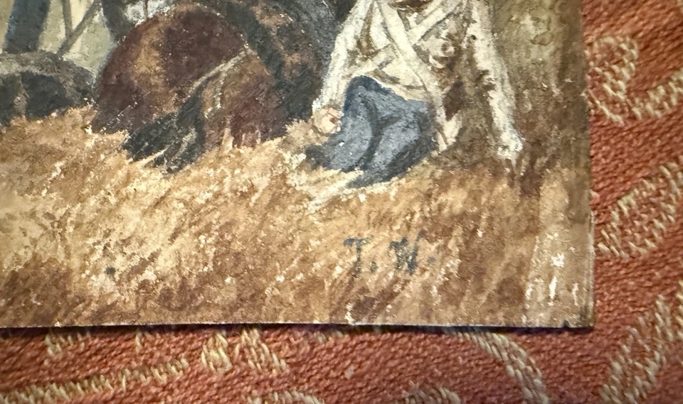 1868 Gouache Military Painting Napoleonic War Signed T.W. - Image 3 of 4