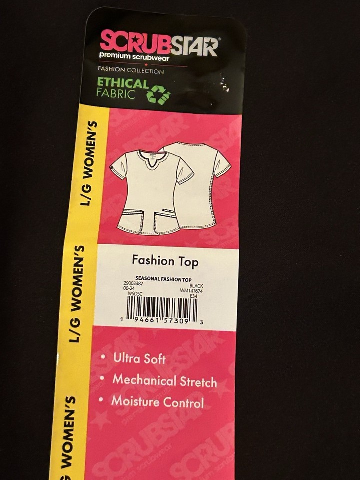 ScrubStar Premium Scrubs Womens Large Ethical Fabric Moisture Control