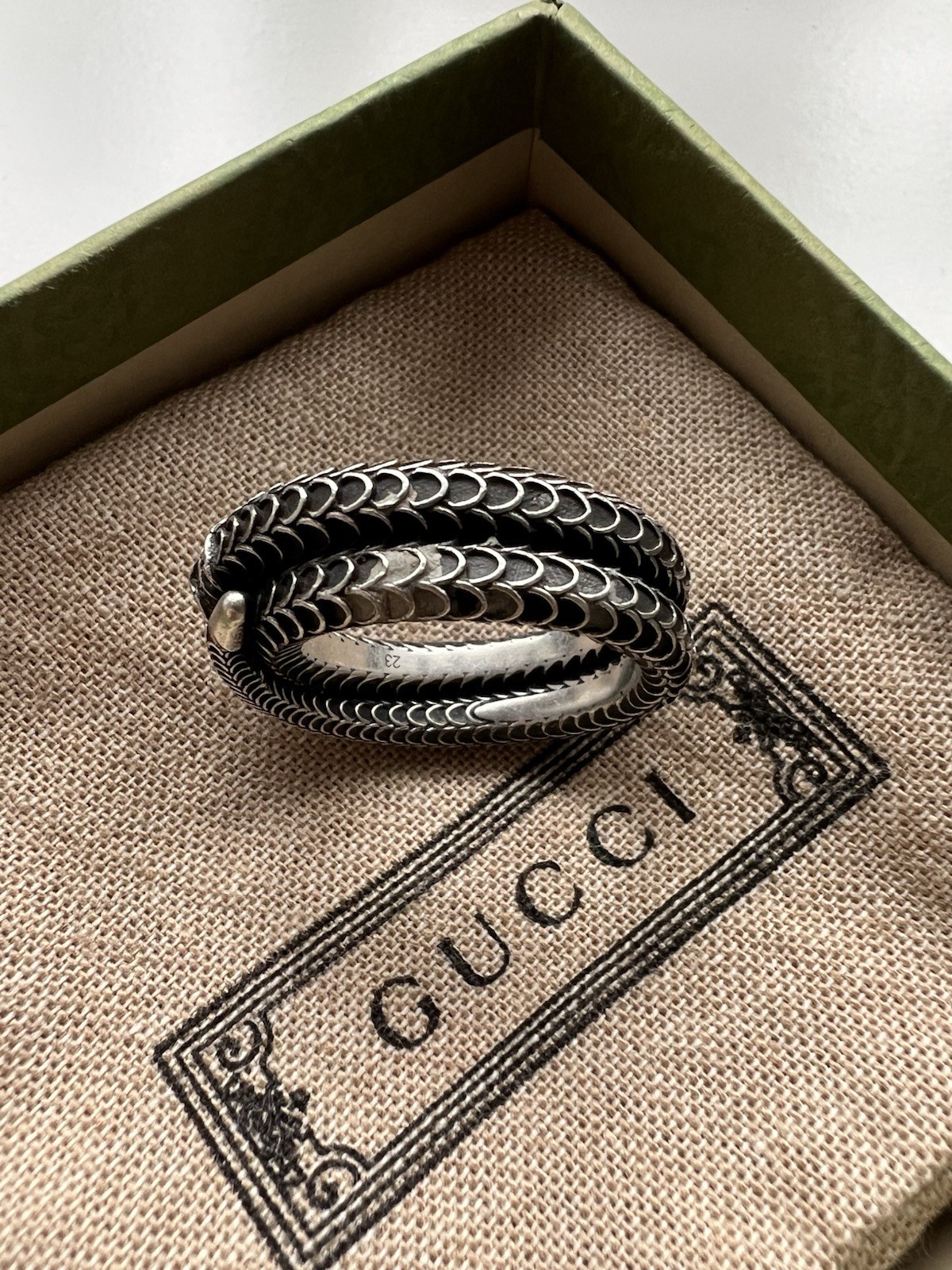 Gucci Garden silver snake ring/ 23/925 Sterling silver with aged finish image 7