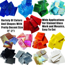 Mosaic Tiles Stained Glass Scraps Sheets for Crafts Bulk, Broken Glass Pieces...